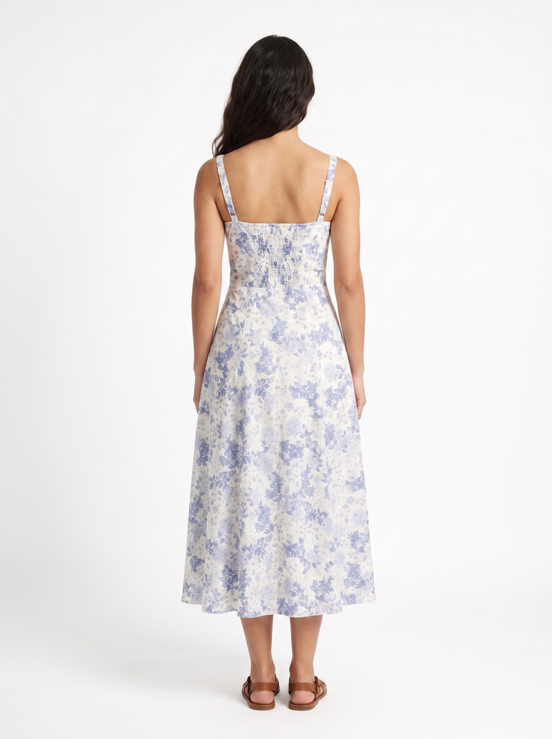 Beatriz — Vestido Midi Floral com Corset