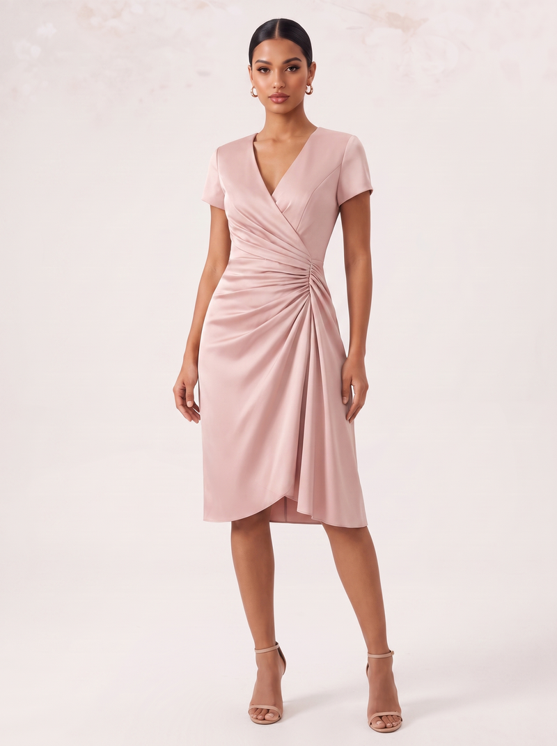 Francisca — Vestido Midi de Cetim Franzido