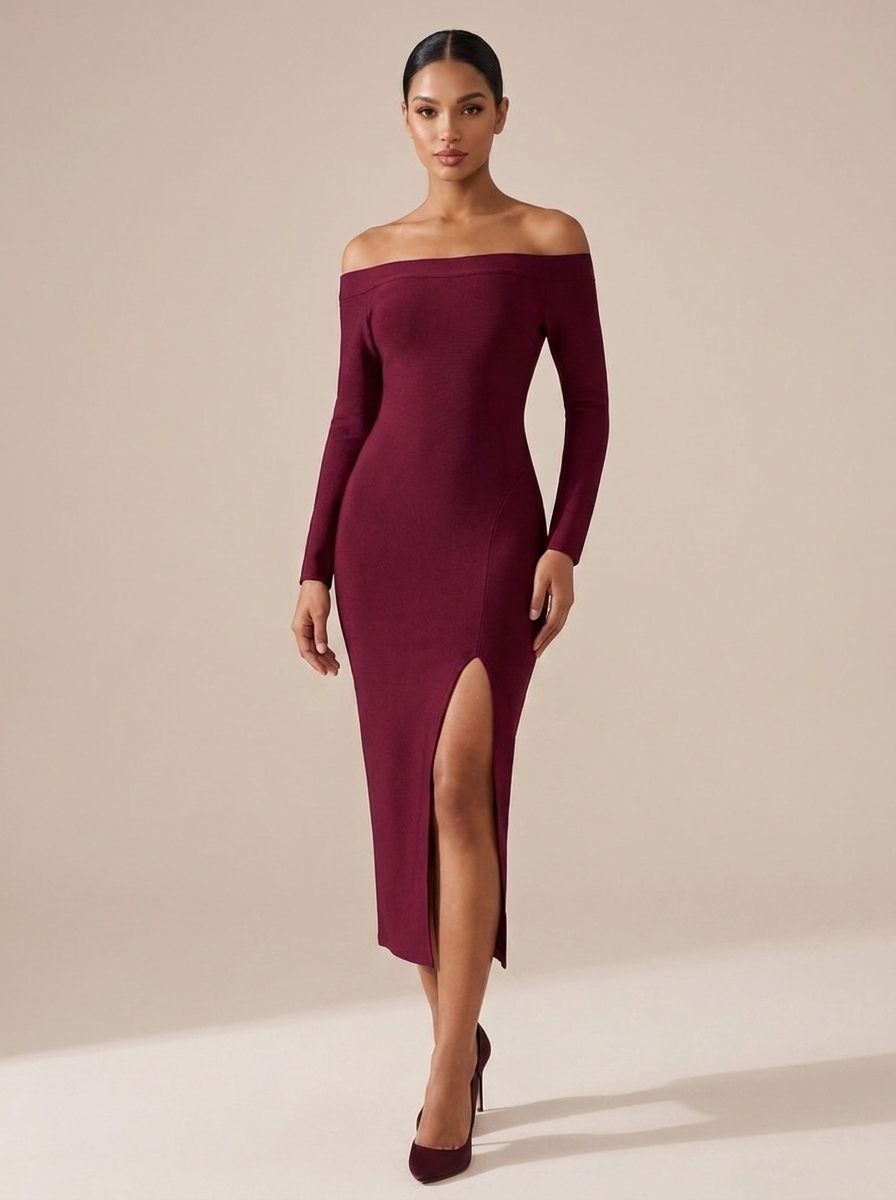 Rita — Vestido Bandage de Ombros de Fora