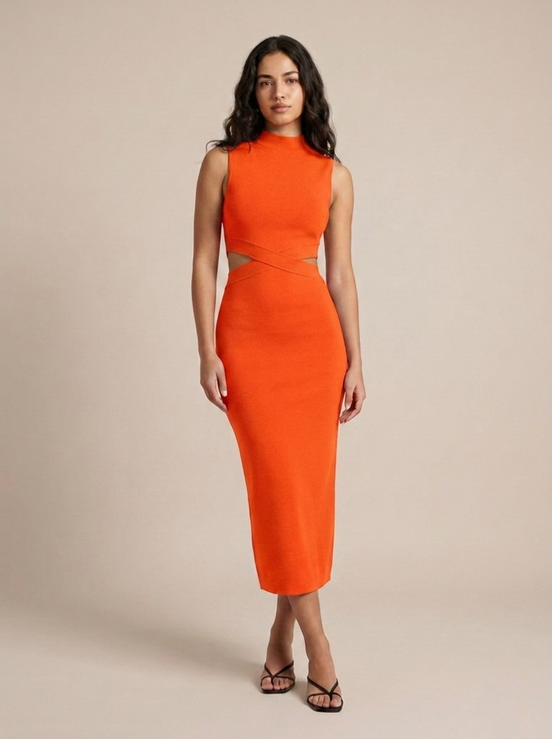 Beatriz — Vestido Bodycon com Recortes Criss-Cross