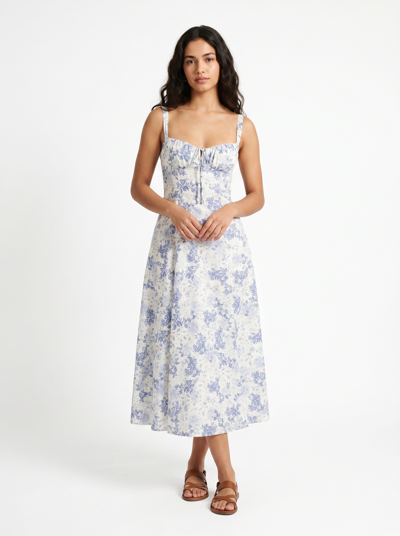 Beatriz — Vestido Midi Floral com Corset, Aurora Lisboa