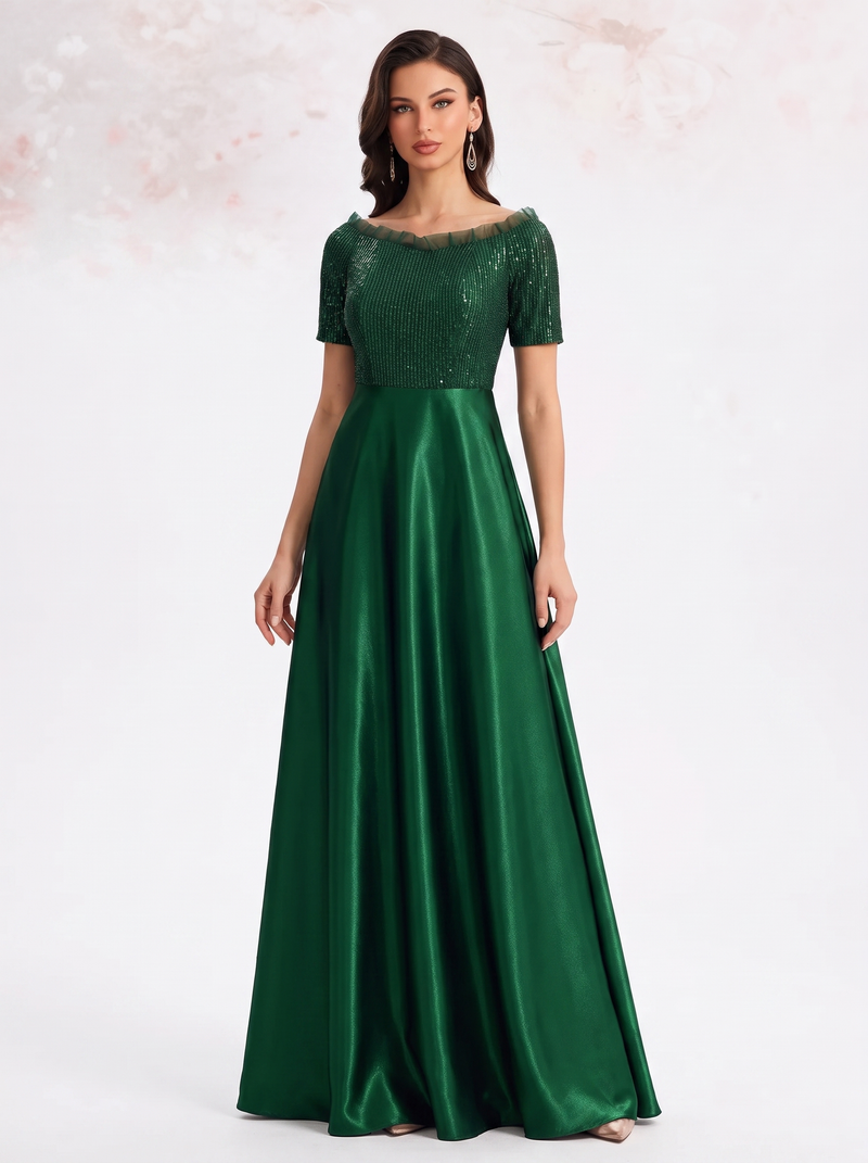 Aurora — Vestido de Gala em Cetim Verde, Aurora Lisboa