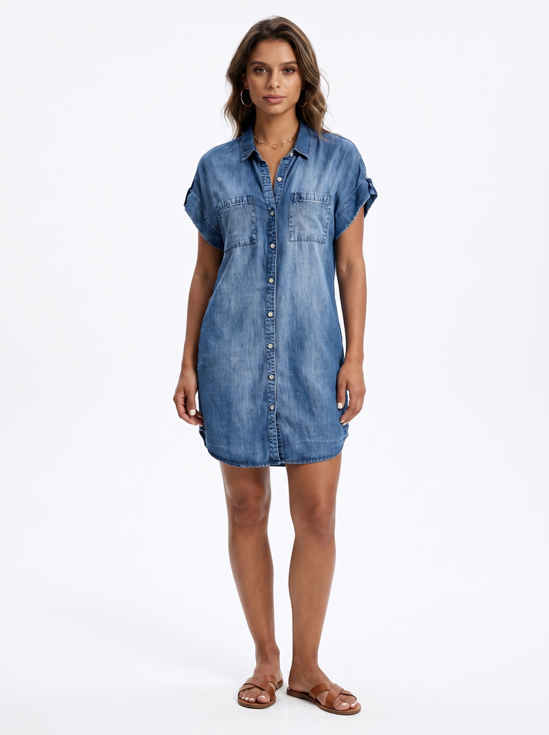 Joana — Vestido Camisa de Ganga Azul, Aurora Lisboa