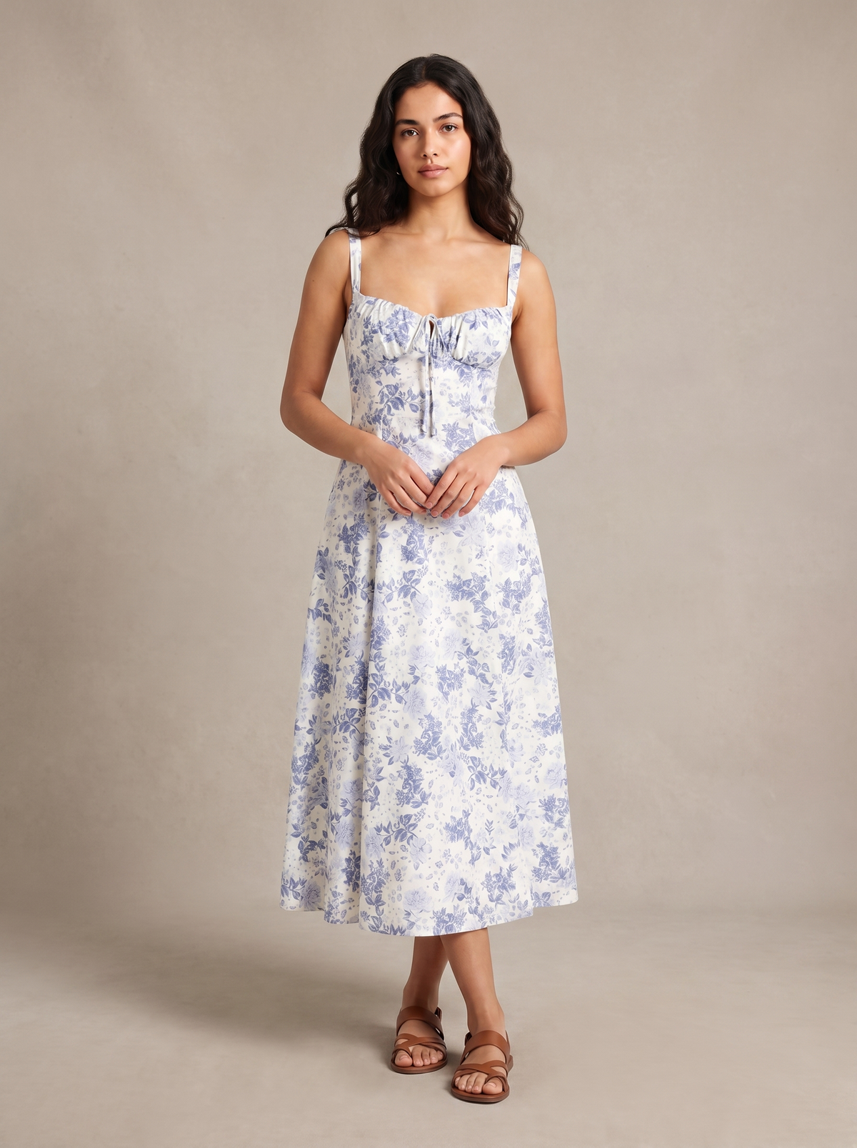 Beatriz — Vestido Midi Floral com Corset