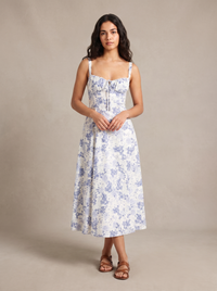 Beatriz — Vestido Midi Floral com Corset