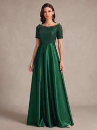 Aurora — Vestido de Gala em Cetim Verde Esmeralda