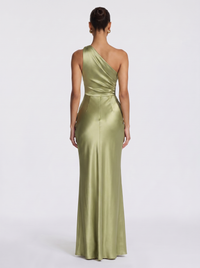 Carolina — Vestido Longo de Cetim Verde