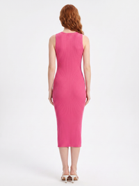 Benedita — Vestido Midi de Malha Canelada