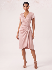 Francisca — Vestido Midi de Cetim Franzido
