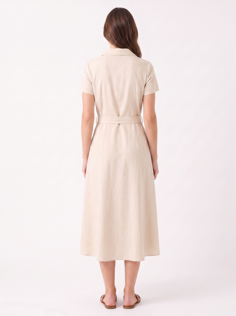 Margarida — Vestido Cruzado com Cinto e Gola