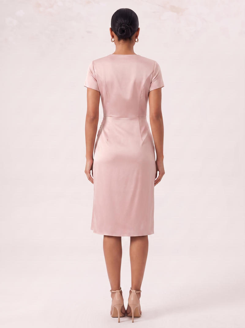Francisca — Vestido Midi de Cetim Franzido