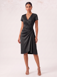 Francisca — Vestido Midi de Cetim Franzido
