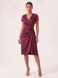 Francisca — Vestido Midi de Cetim Franzido
