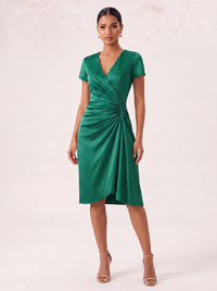 Francisca — Vestido Midi de Cetim Franzido