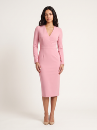 Constança — Vestido Lápis de Manga, Decote V