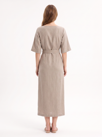 Madalena — Vestido Wrap com Cinto e Gola Barco