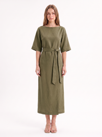 Madalena — Vestido Wrap com Cinto e Gola Barco