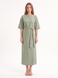 Madalena — Vestido Wrap com Cinto e Gola Barco