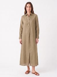 Leonor — Vestido Camiseiro Comprido em Linho