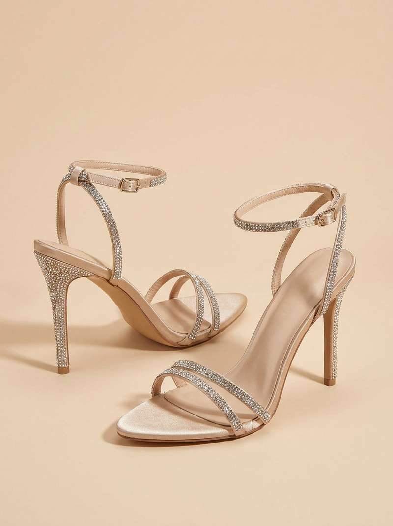 Sandália Stiletto com Cristais, Aurora Lisboa