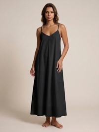 Joana — Vestido de Praia de Algodão com Decote V