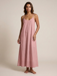 Joana — Vestido de Praia de Algodão com Decote V